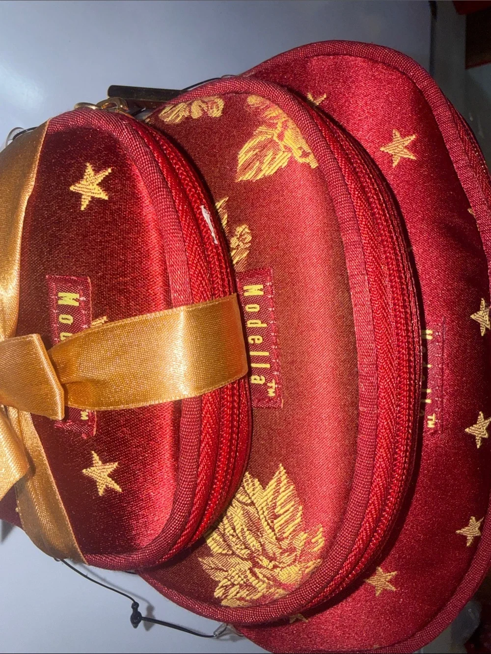 Modella Red and Gold Star Travel makeup Pouch Set